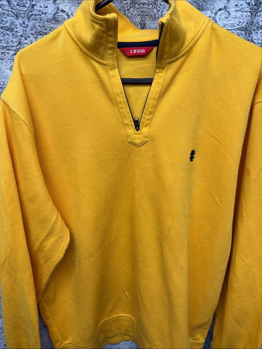 Izod Men's Yellow Quarter-Zip Pullover Cotton Sweatshirt - Large